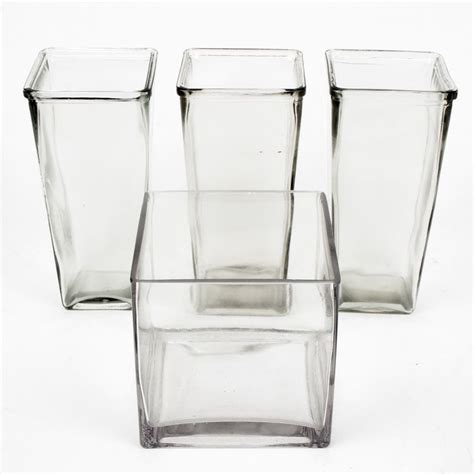 Four Glass Vases Square Glass Vase Glass Vase Glass