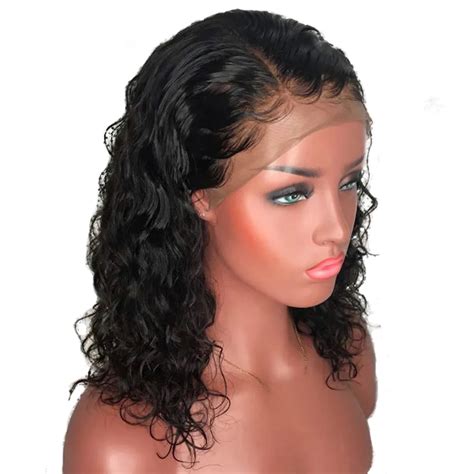 buy  deep part water wave short bob wig lace front human hair wigs