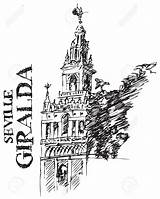 Giralda Clipart Clipground Cathedral Architectural Illustration Detail sketch template