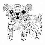 Pages Coloring Dog Zentangle Animal Antistress Funny Drawing Hand Post Illustration Cartoon sketch template