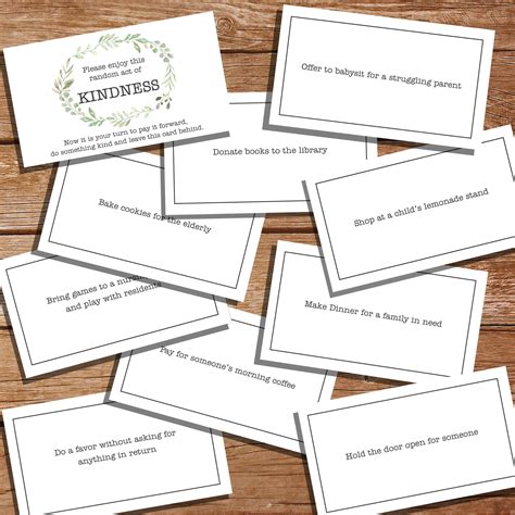 random acts  kindness cards printable iou cards pin