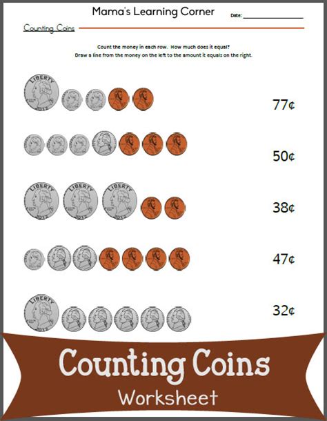 counting coins worksheet mamas learning corner