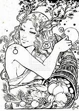 Coloring Pages Goddess Earth Adult Deviantart Drawing Tattoo Alice Drawings Gaia Visit Colouring Pagan sketch template