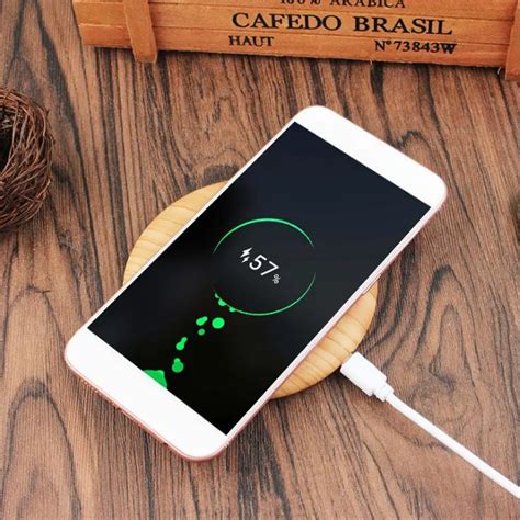 buy qi wireless charger smart phone fast charging smart power   wood