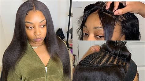 middle part lace closure sew  completely glueless youtube