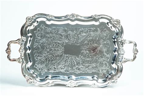 sold price large rectangular silver plated towle tray august     edt