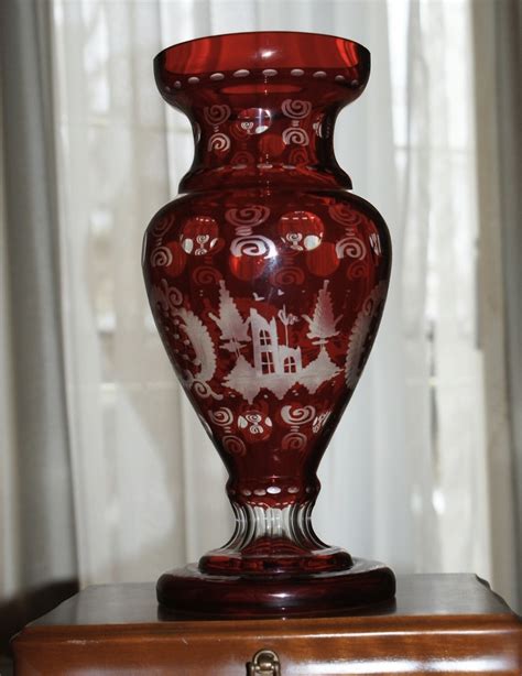Ruby Red Egermann Cut Glass Vase Czech Bohemian Collectors Weekly