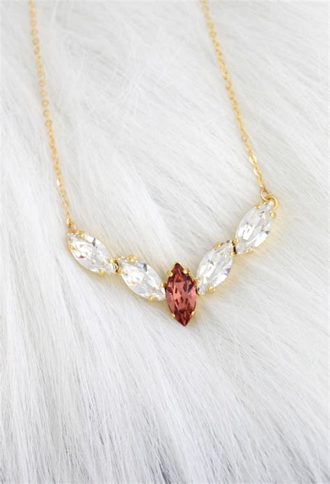 blush necklace bridal crystal necklace dainty blush etsy blush necklace crystal necklace