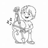 Coloring Cello Playing Boy Instruments Cartoon Kids Musical Outline Book Children Preview sketch template