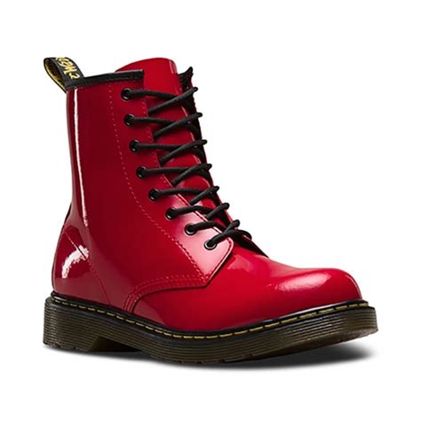 dr martens delaney boot patent red youth kids babies  jelly egg uk