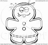 Drunk Mascot Gingerbread Woman Coloring Clipart Cartoon Cory Thoman Outlined Vector Regarding Notes sketch template