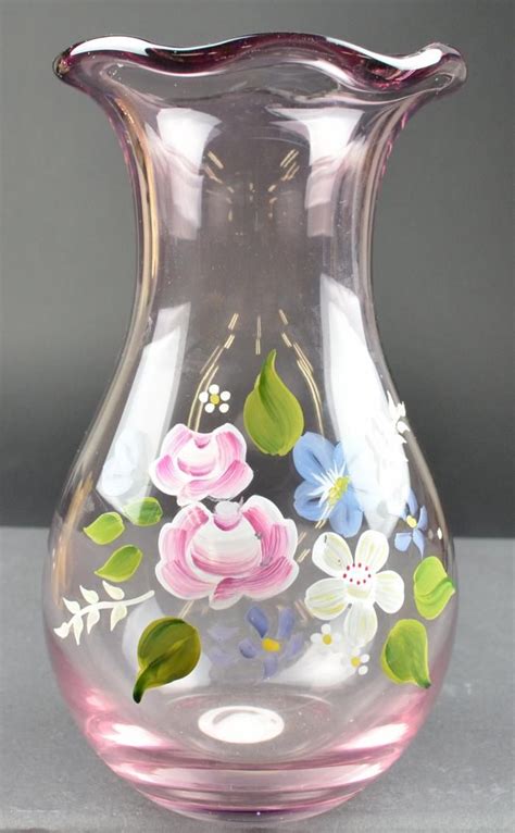 Fenton Art Glass Company Fenton Art Glass Hand Painted Floral Design