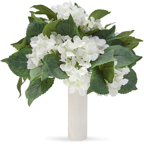 12 pack white silk artificial hydrangea fake flowers for floral wedding