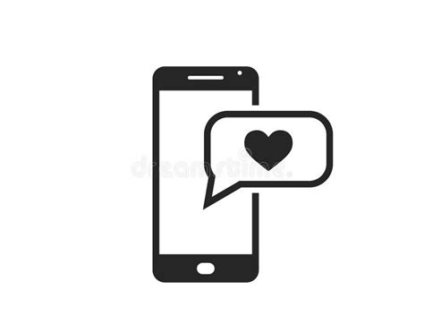 Mobile Phone With Love Message Icon Love Chat Bubble Stock Vector