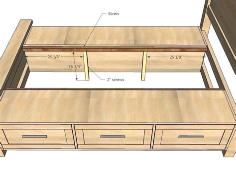 platform bed plans  drawers  diy farmhouse bed bed storage