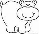 Coloring Hippo Pages Kids Hippos Happy Animal sketch template