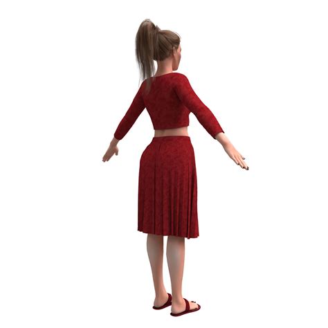 3d realistic girl with clothing skirt 3d model cgtrader