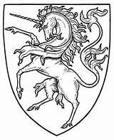 Lion Einhorn Pferde Wappen Heraldic sketch template