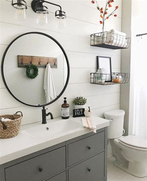 Gray Bathroom Cabinets Farm Sink Round Black Framed