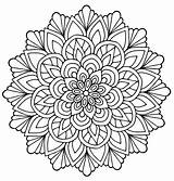 Mandala Flower Leaves Coloring Mandalas Flowers Cute Pages Adult sketch template