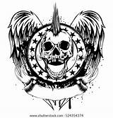 Skull Mohawk Punk Template Coloring sketch template