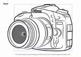 Camera Drawing Draw Nikon Dslr Sketch Step Realistic Tutorials Paintingvalley Drawings Learn Everyday Objects sketch template