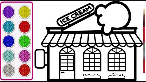 draw  color  ice cream shop coloring pages  kids ice