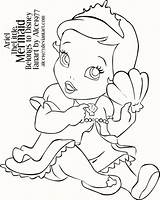 Mermaid Coloring Ariel Pages Baby Little Printable Disney sketch template