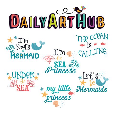 mermaid quotes clip art set daily art hub graphics alphabets svg