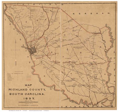 richland county  south carolina  map reprint  maps