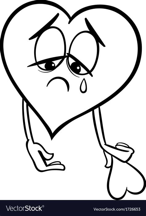 sad broken heart coloring page royalty  vector image
