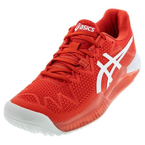 asics womens gel resolution  tennis shoes fiery red  white