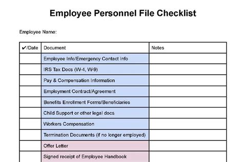 hr electronic filing system template