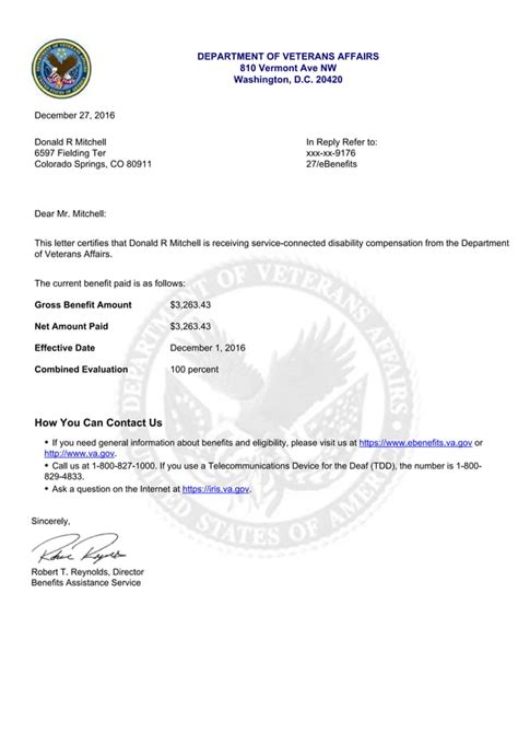 va benefit verification letter