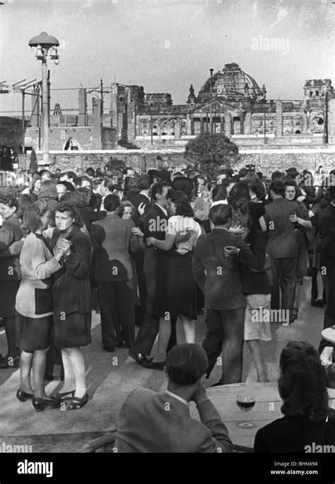 post war era people dancing  kroll garden berlin stock photo royalty  image