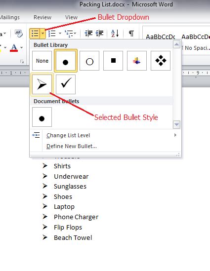 create customised bullets  lists  word