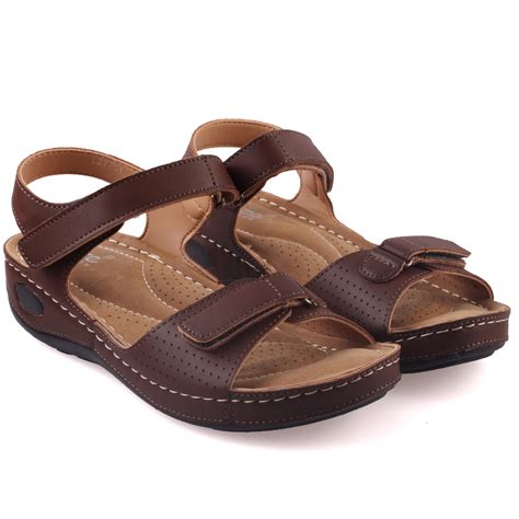 unze womens nuty comfortable walking sandals uk size   brown ebay