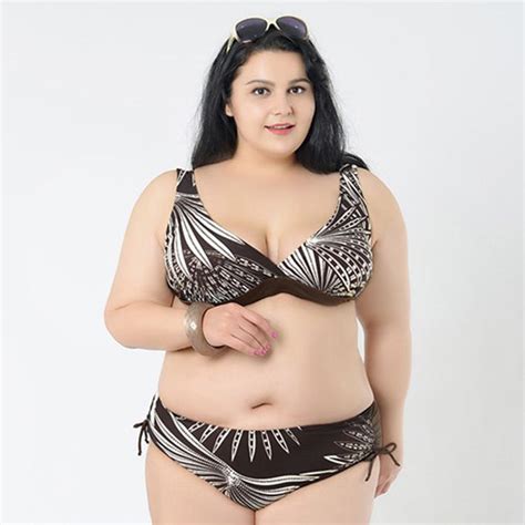 2015 big plus size xl 5xl fat padded push up bikini set floral print swimsuit women large