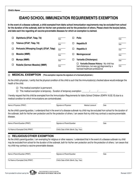 texas vaccine exemption form  printable forms