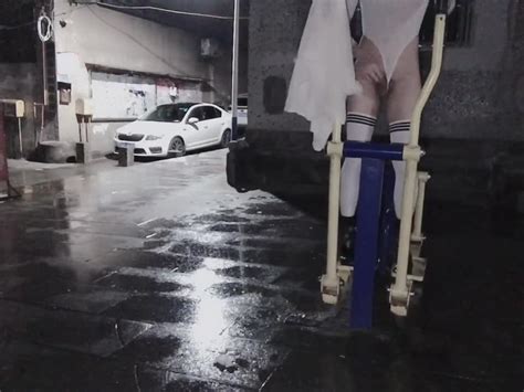 chinese crossdresser swimsuit white stockings public ca