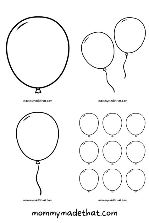 printable balloon templates  sizes