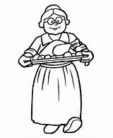 Coloring Pages Thanksgiving Grandparents Sheets Printable Dinner Lady Cooking Cook Turkey Holiday Print Pilgrim Printables Clipart Colouring Color Kids Grandmother sketch template