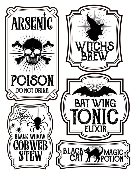 halloween bottle labels  printables potions labels