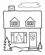 Coloring Christmas Pages House Season Houses Color Cartoon Drawing Easy Holiday Printable Homes Buildings Colouring Sheets Architecture Winter Learning Years sketch template