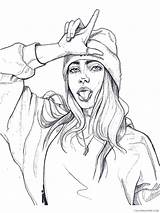 Billie Eilish Coloring Coloring4free 1058 sketch template