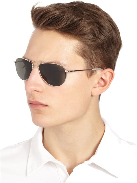 Lyst Oliver Peoples Benedict Aviator Sunglasses In Metallic For Men