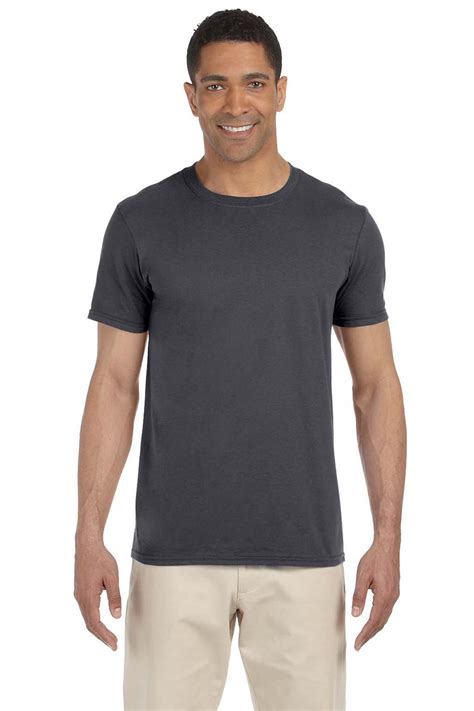 gildan  mens charcoal grey softstyle short sleeve crewneck  shirt bigtopshirtshopcom