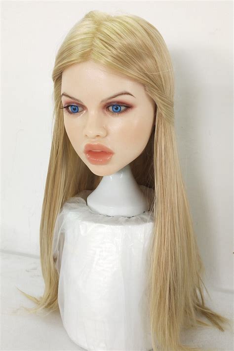 Full Silicone Sex Doll Head Implanted Hairs Big Lips Adult Love Toys