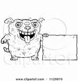 Dog Clipart Ugly Outlined Holding Sign Cartoon Thoman Cory Vector Coloring Royalty Signs sketch template