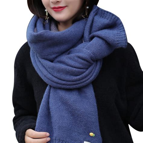 oversized lady scarf wool knitted solid scarves shawls winter womens